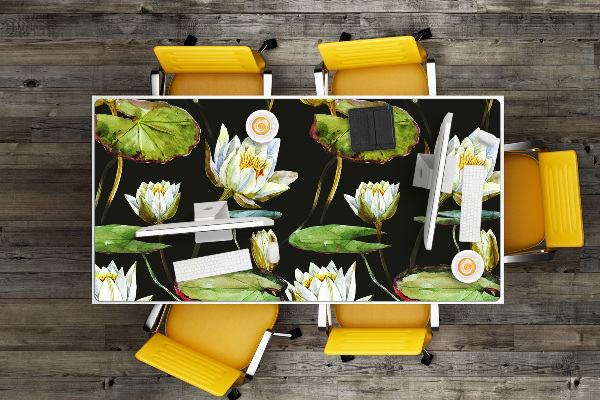 Large desk mat table protector lotus flowers