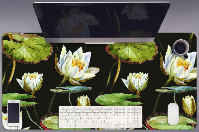 Large desk mat table protector lotus flowers