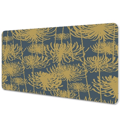 Large desk pad PVC protector flowers gold