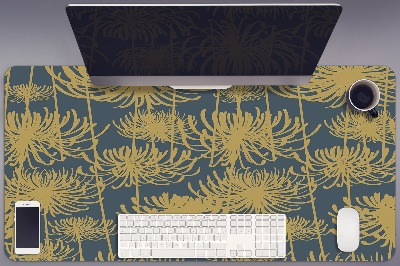 Large desk pad PVC protector flowers gold