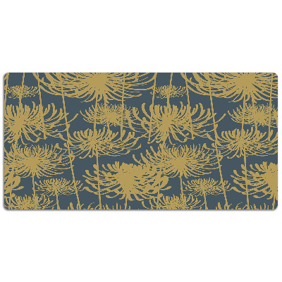 Large desk pad PVC protector flowers gold