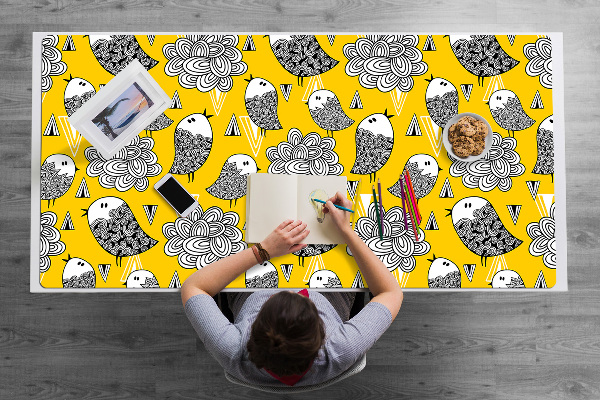 Large desk pad PVC protector doodle birds