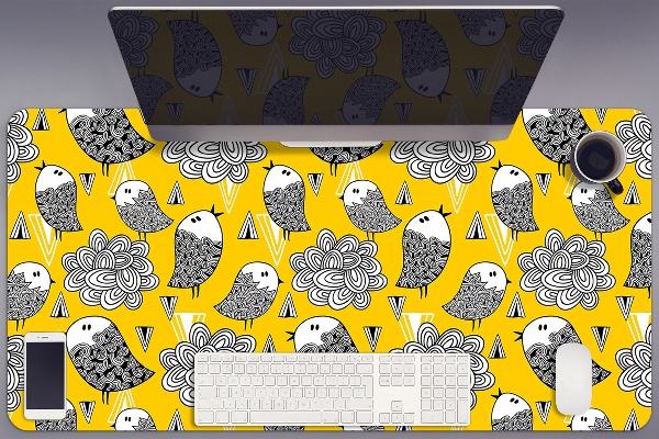 Large desk pad PVC protector doodle birds