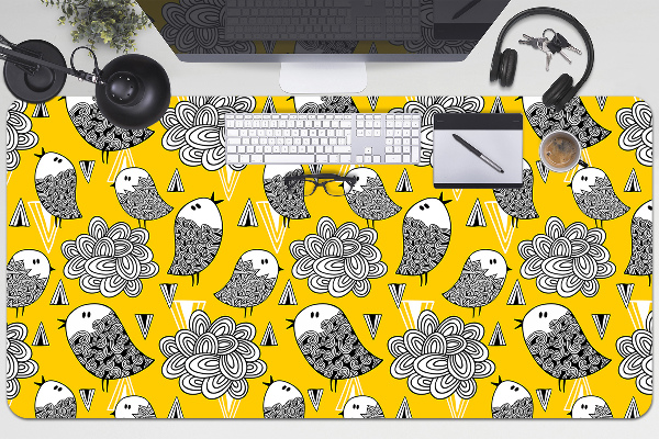 Large desk pad PVC protector doodle birds