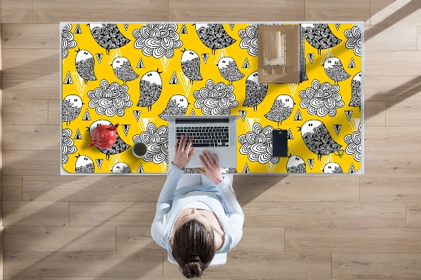 Large desk pad PVC protector doodle birds