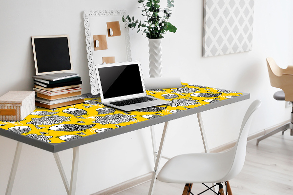 Large desk pad PVC protector doodle birds