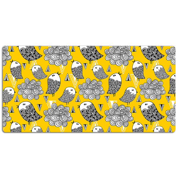 Large desk pad PVC protector doodle birds