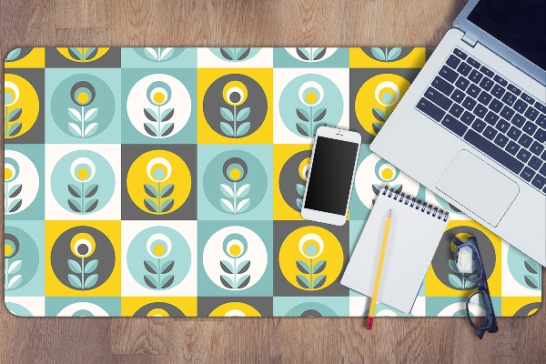 Large desk mat table protector floral pattern