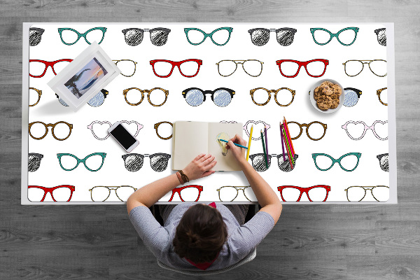 Large desk mat table protector retro glasses