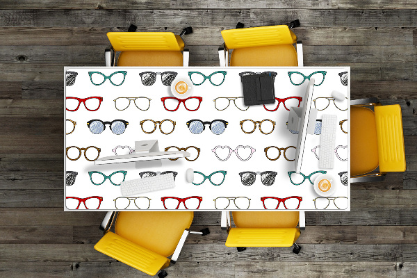 Large desk mat table protector retro glasses