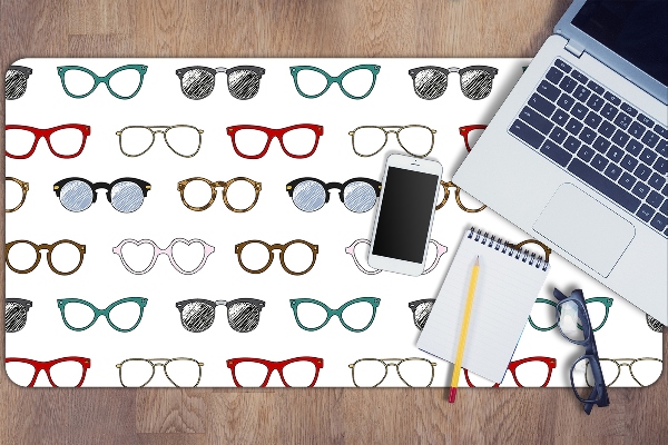 Large desk mat table protector retro glasses