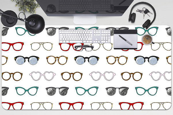 Large desk mat table protector retro glasses