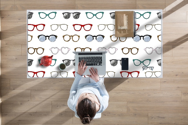 Large desk mat table protector retro glasses