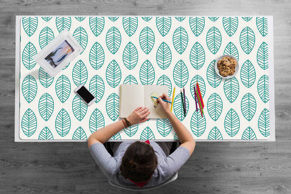 Large desk mat for children leaves pattern