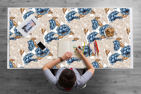 Full desk pad blue flowers