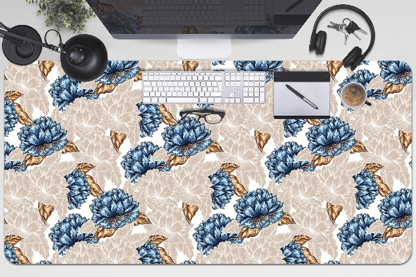 Full desk pad blue flowers