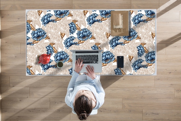 Full desk pad blue flowers