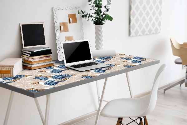 Full desk pad blue flowers