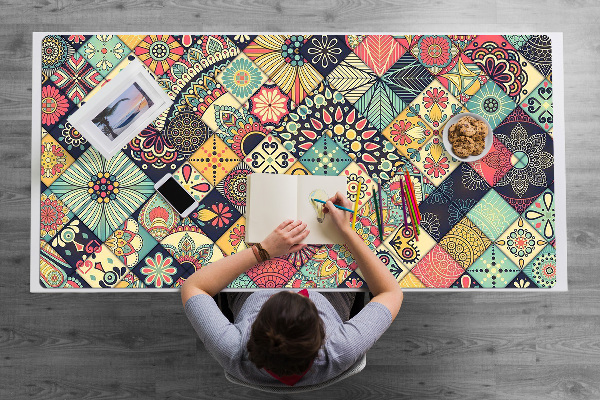 Full desk protector ethnic mosaic