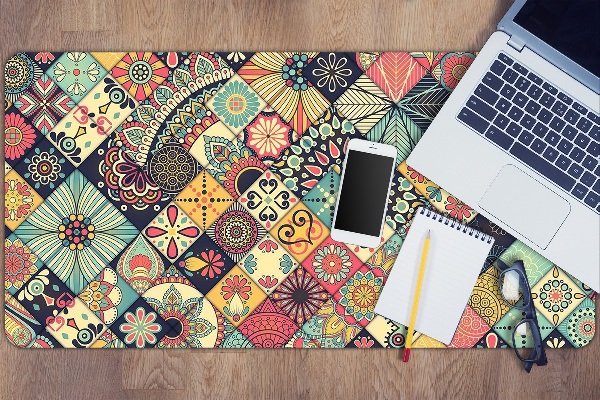 Full desk protector ethnic mosaic