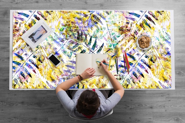 Large desk pad PVC protector golden leaves