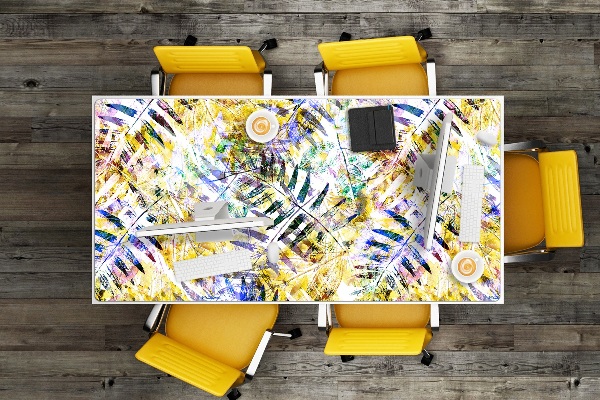 Large desk pad PVC protector golden leaves