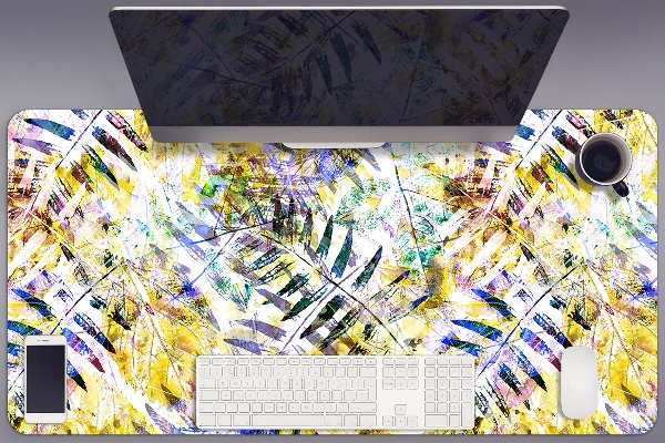 Large desk pad PVC protector golden leaves