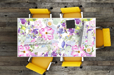 Full desk protector purple flowers