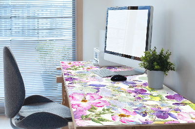 Full desk protector purple flowers