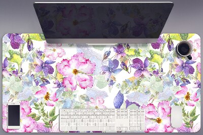 Full desk protector purple flowers