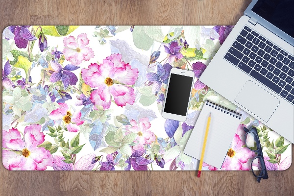 Full desk protector purple flowers