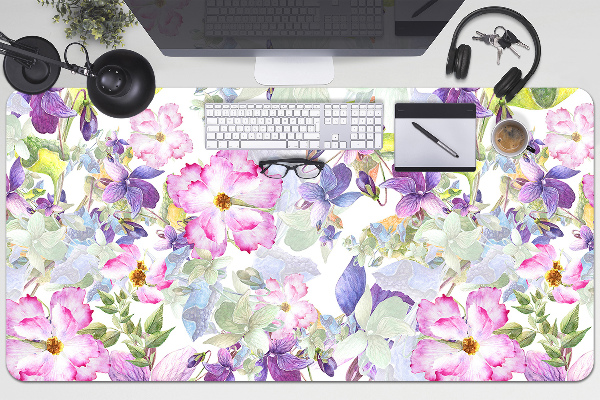 Full desk protector purple flowers