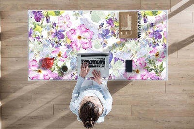 Full desk protector purple flowers