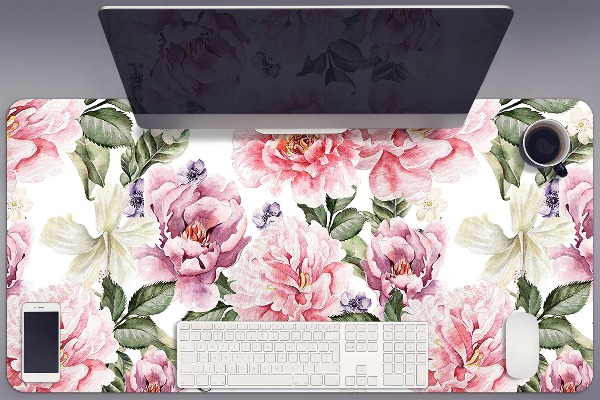 Large desk mat table protector Art flowers