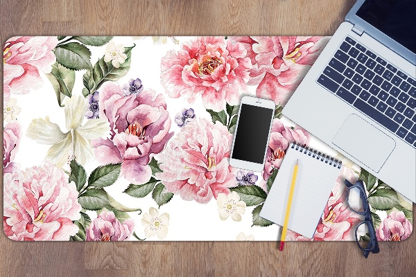 Large desk mat table protector Art flowers