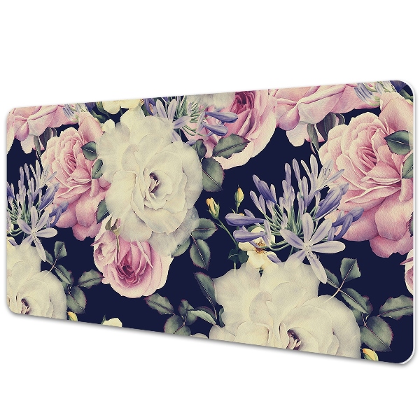 Desk mat Vintage white roses