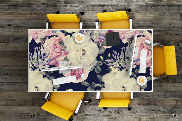 Desk mat Vintage white roses