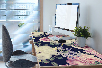 Desk mat Vintage white roses