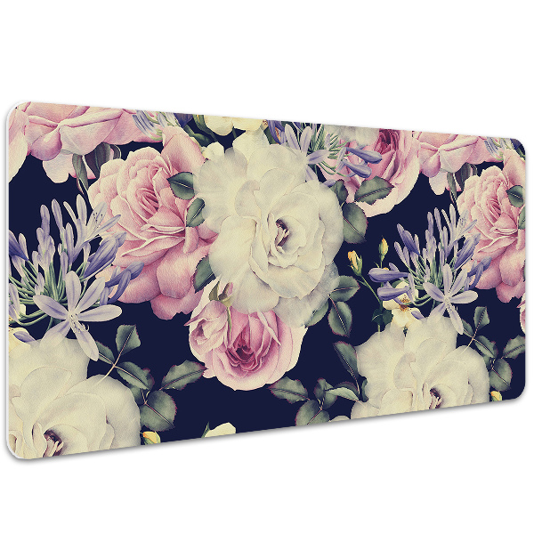 Desk mat Vintage white roses