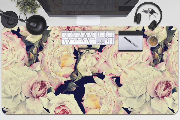 Large desk mat for children White roses
