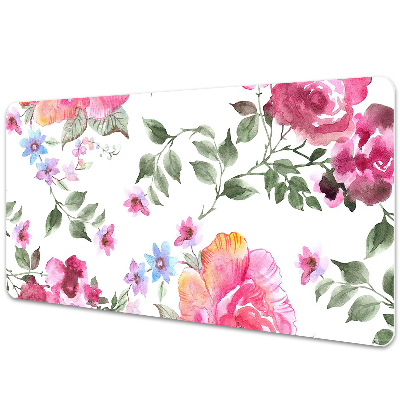 Large desk mat table protector watercolor Roses