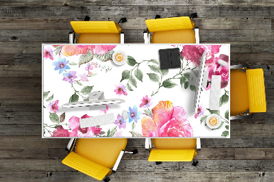 Large desk mat table protector watercolor Roses