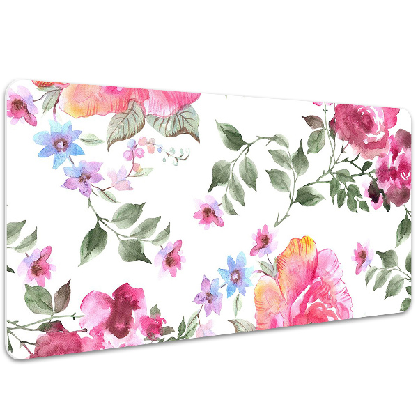 Large desk mat table protector watercolor Roses