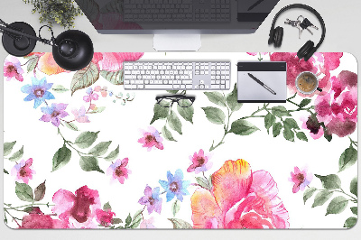 Large desk mat table protector watercolor Roses