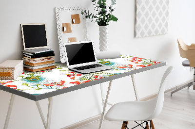 Large desk mat for children Peacock feathers