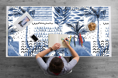 Desk pad blue palm tree