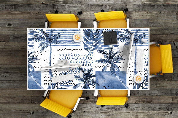 Desk pad blue palm tree