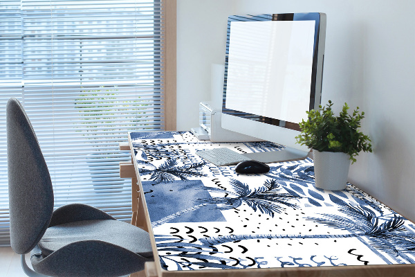 Desk pad blue palm tree