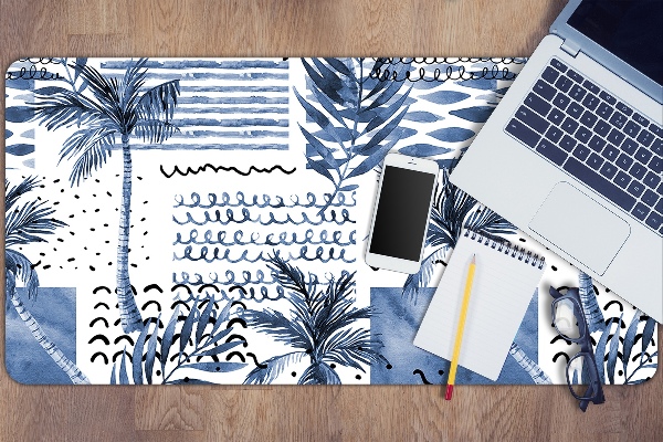 Desk pad blue palm tree
