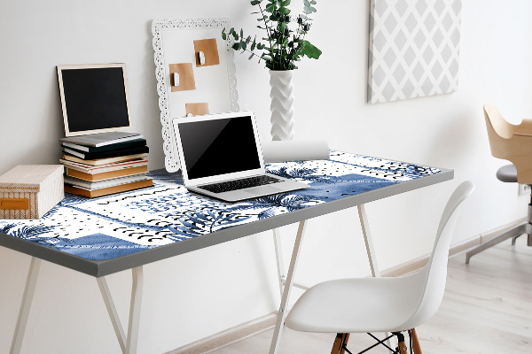 Desk pad blue palm tree